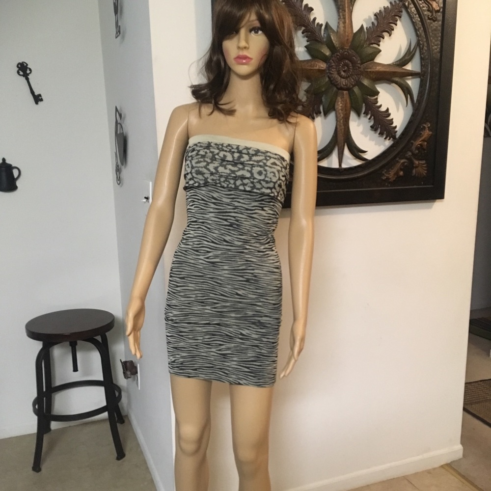 Animal Print Bodycon Dress Cream